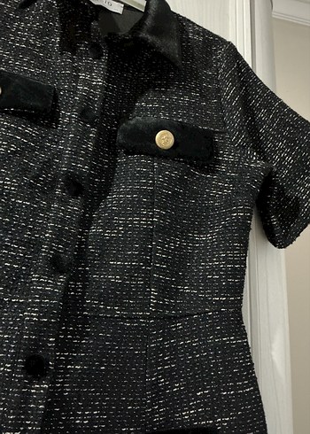 Kadın Siyah Kısa Düğmeli elbise - Görsel 3