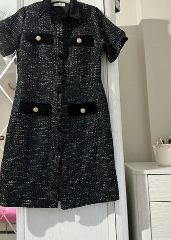 Kadın Siyah Kısa Düğmeli elbise - Görsel 2