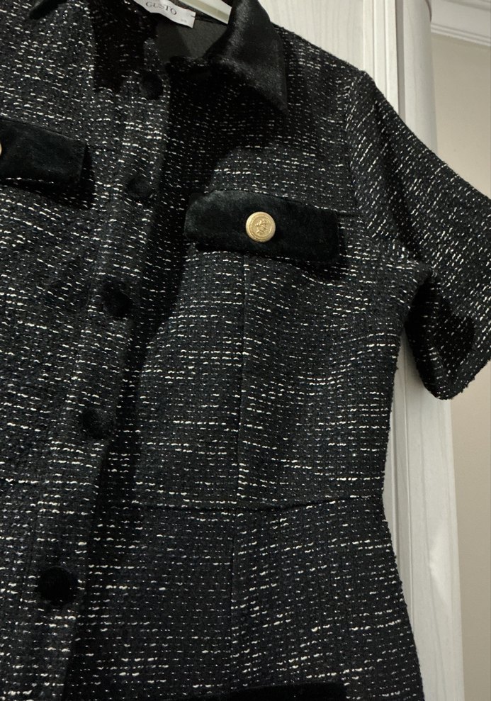 Kadın Siyah Kısa Düğmeli elbise - Görsel 3