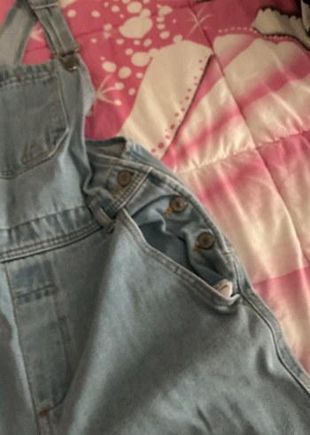 Gri Denim Kadın Midi kot Tulum - Görsel 5