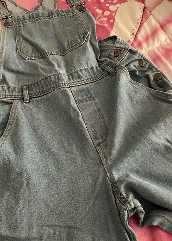 Gri Denim Kadın Midi kot Tulum - Görsel 4