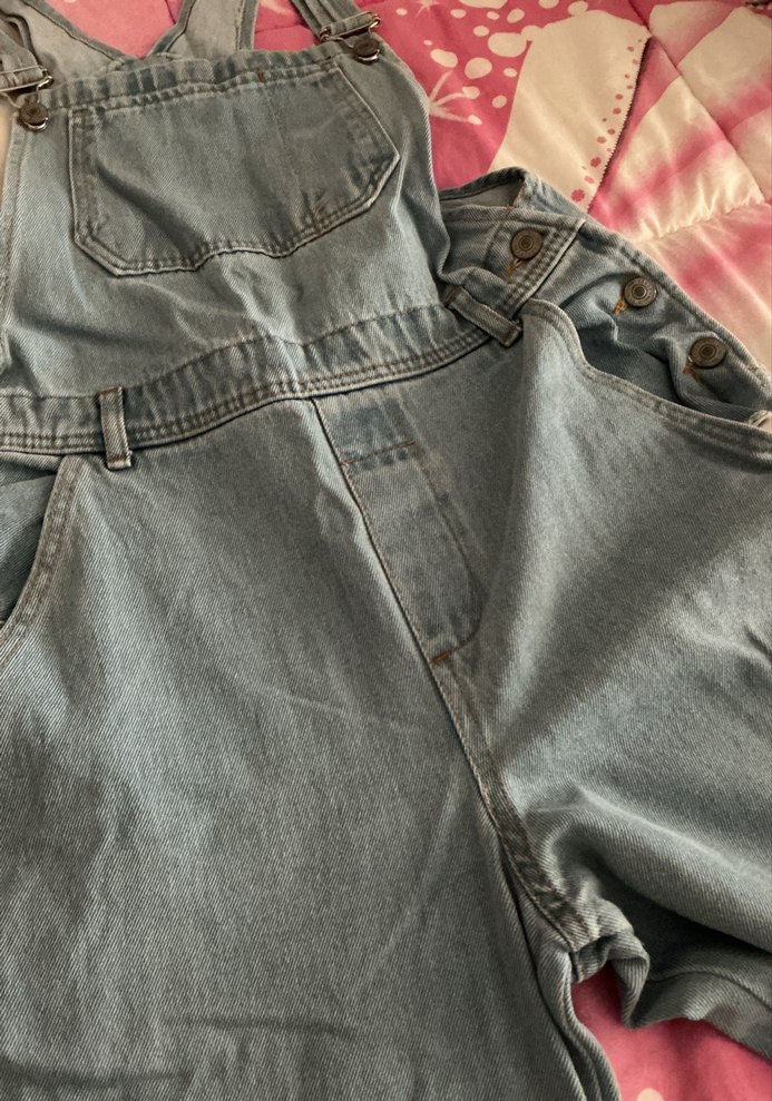 Gri Denim Kadın Midi kot Tulum - Görsel 4