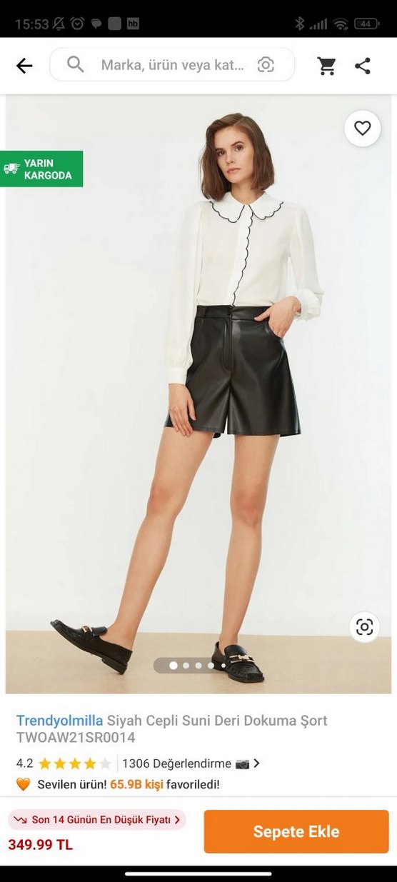 Siyah  deri şort - Görsel 4