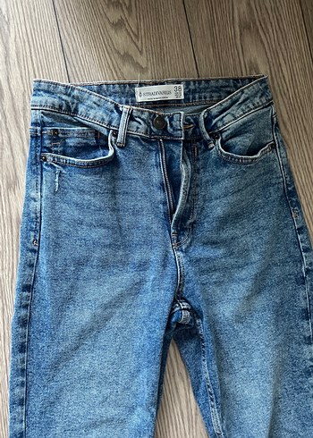 38 Beden Gri Mavi Kadın Denim Pantolon