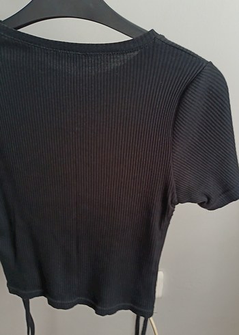 s Beden Kadın Siyah Pilili Crop Top