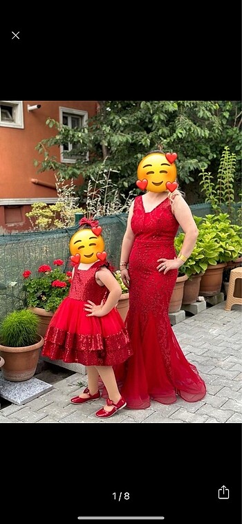 Kırmızı simli abiye