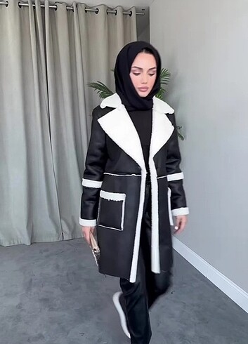 40 Beden siyah Renk İçi yünlü deri mont