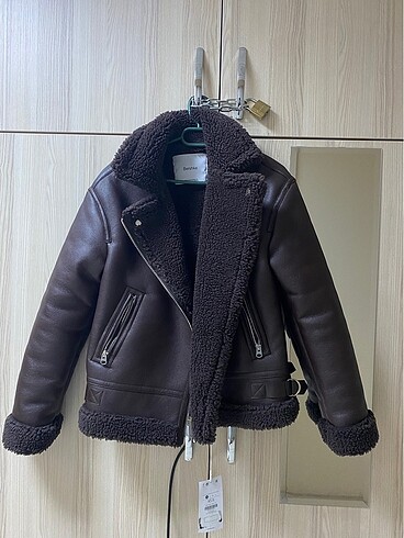 Kahverengi biker ceket