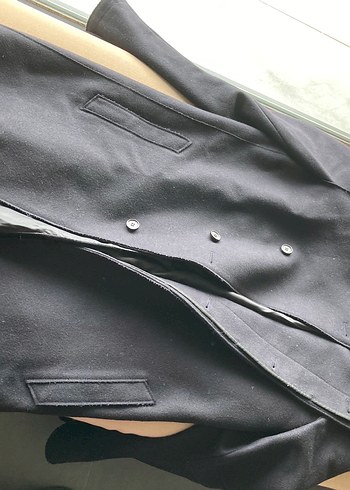 Erkek siyah Düğmeli Midi Kaban - Görsel 4