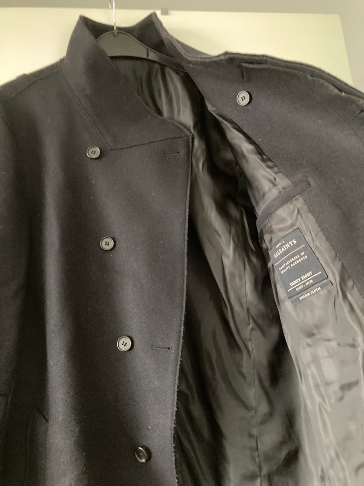 Erkek siyah Düğmeli Midi Kaban - Görsel 2