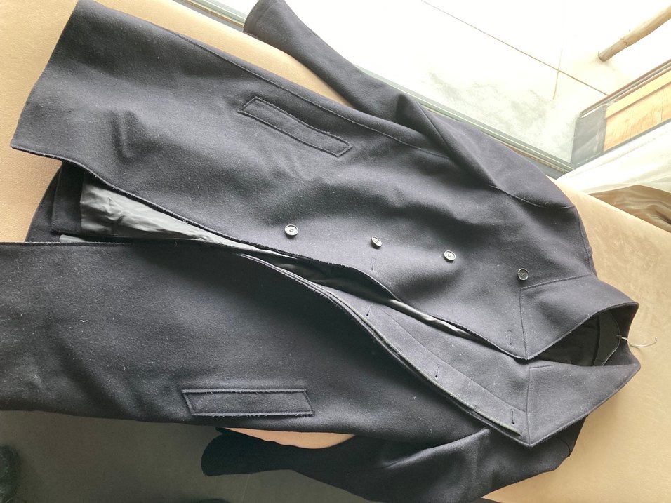 Erkek siyah Düğmeli Midi Kaban - Görsel 4