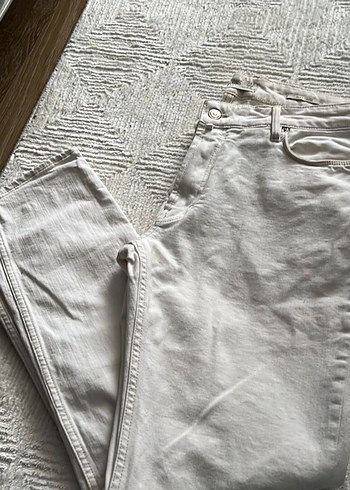 Mango Kirik Beyaz Minimal Pamuklu Mango Pantolon