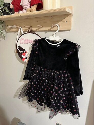 Panço Kız Bebek Puantiye Detaylı Elbise