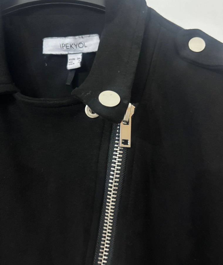 İPEKYOL Kadın Siyah Biker Ceket - Görsel 2