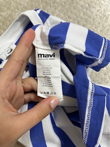 xs Beden Mavi çizgili tişört