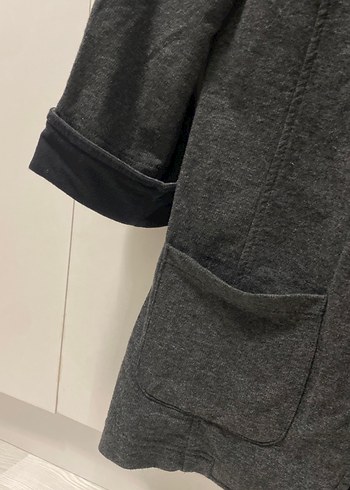 Zara Gri Düğmeli Keten Ceket