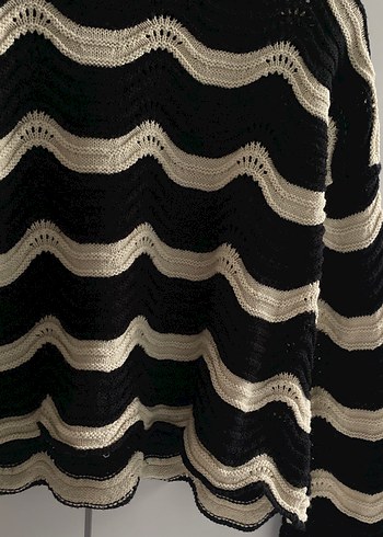 Zebra Desenli Siyah Triko Kadın Kazak - Görsel 2