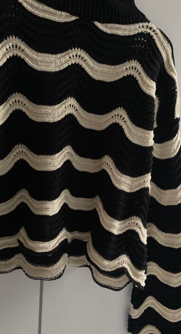 Zebra Desenli Siyah Triko Kadın Kazak - Görsel 2