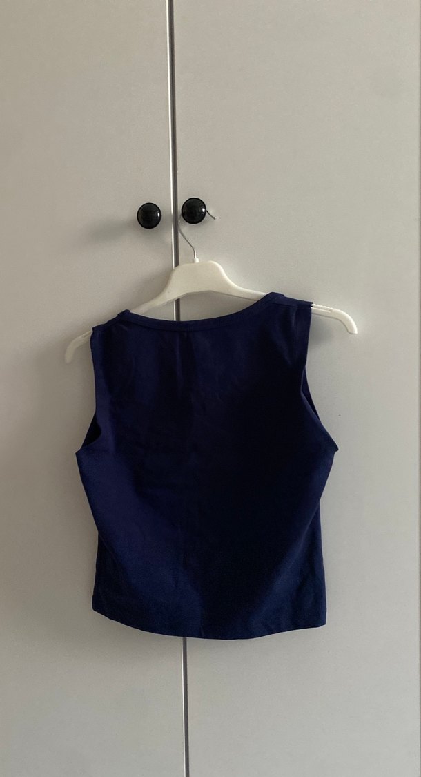 Kadın Lacivert Kolsuz Saten Atlet - Görsel 2