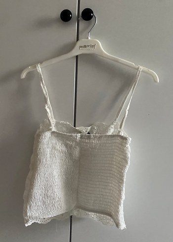 Dantel Detaylı Beyaz Mini Bohem Bustier - Görsel 4