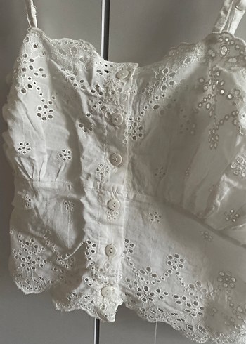 Dantel Detaylı Beyaz Mini Bohem Bustier - Görsel 2