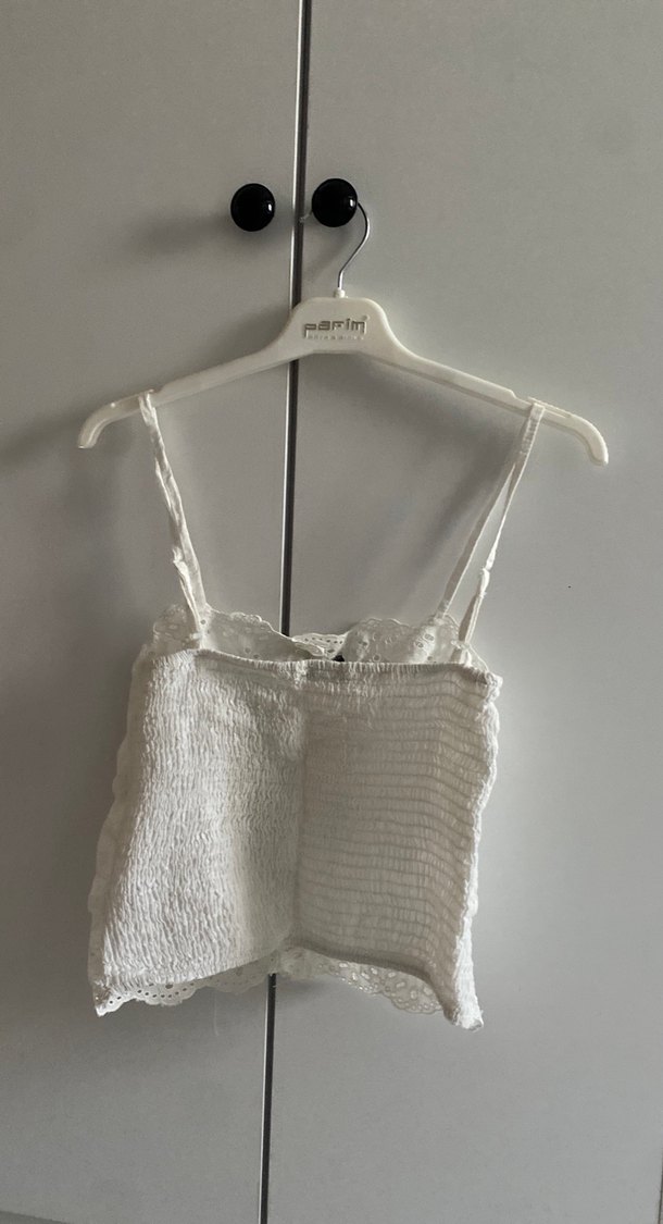 Dantel Detaylı Beyaz Mini Bohem Bustier - Görsel 4