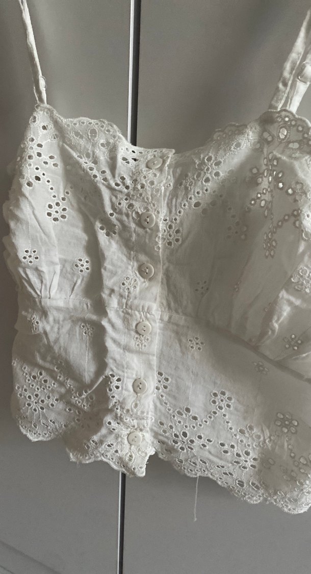 Dantel Detaylı Beyaz Mini Bohem Bustier - Görsel 2