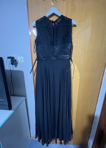 Diğer Siyah Kadın Uzun Kemerli Gotik Abiye Elbise