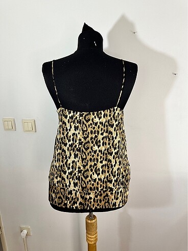 Zara Zara Leopar Desenli Askılı Bayan Bluz