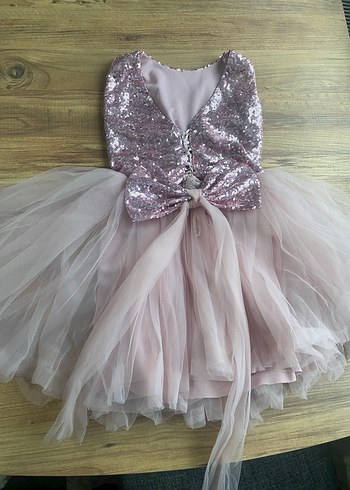 Pembe Parlak Kız Abiye Elbisesi - Görsel 4