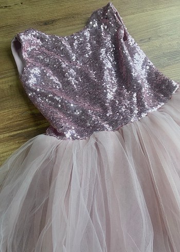 Pembe Parlak Kız Abiye Elbisesi - Görsel 2