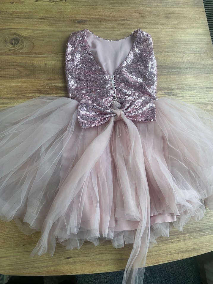 Pembe Parlak Kız Abiye Elbisesi - Görsel 4