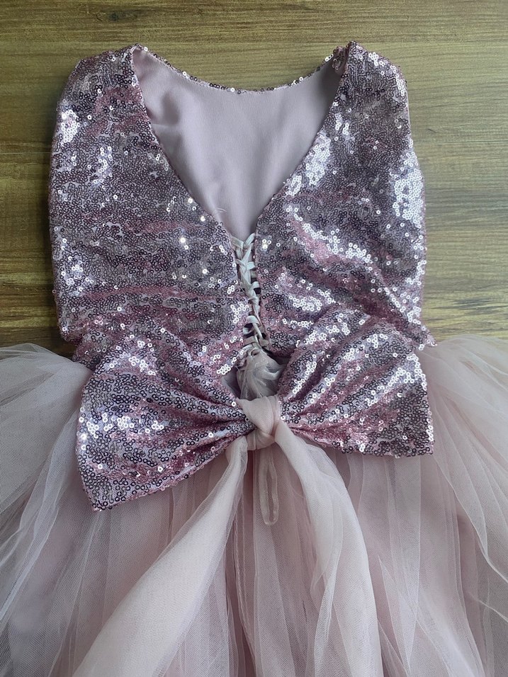 Pembe Parlak Kız Abiye Elbisesi - Görsel 3