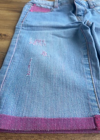 Kız Çocuk Pembe Denim Kapri -Şort - Görsel 3
