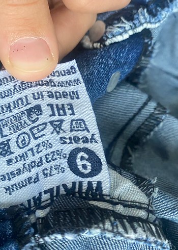 Kız Çocuk Pileli İspanyol Paça Kot Pantolon - Görsel 3