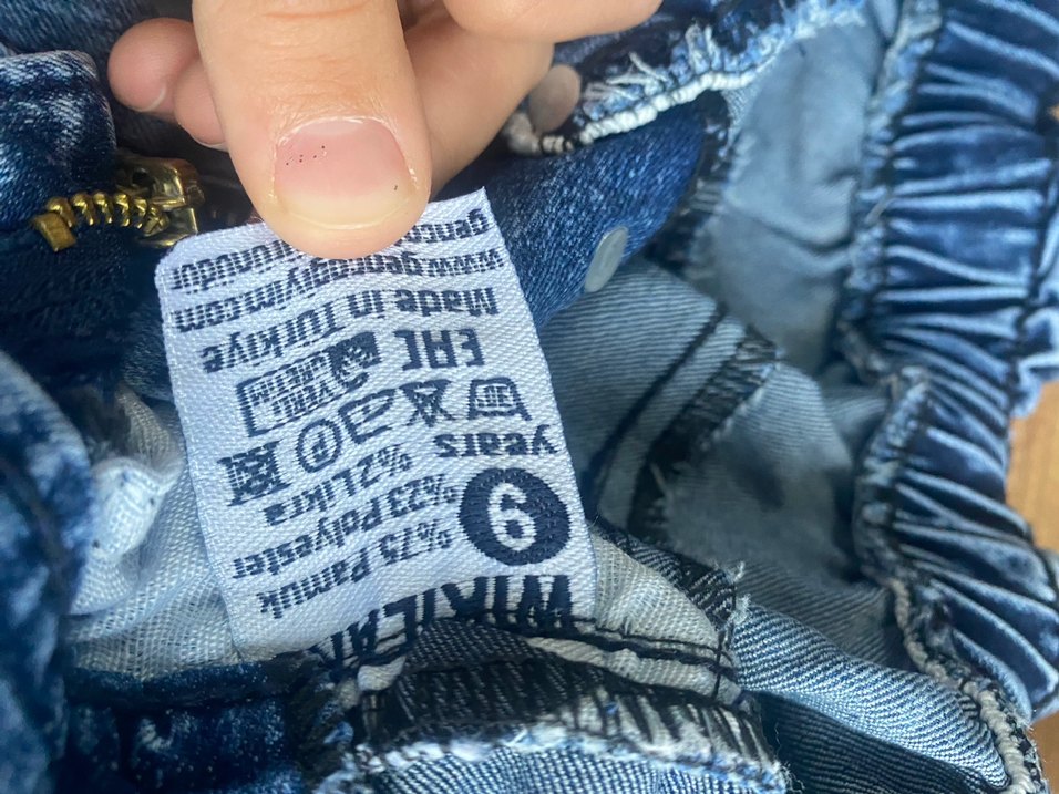 Kız Çocuk Pileli İspanyol Paça Kot Pantolon - Görsel 3