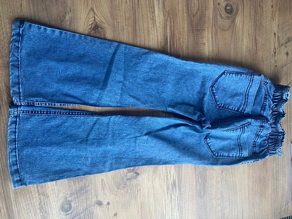 Kız Çocuk Pileli İspanyol Paça Kot Pantolon - Görsel 2