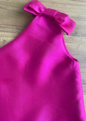 Parlak Pembe Kız Çocuk Fırfırlı Elbise - Görsel 3