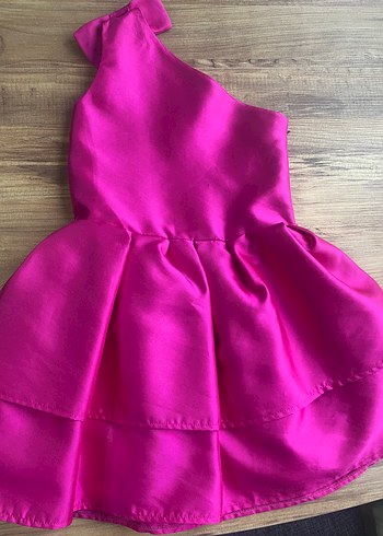 Parlak Pembe Kız Çocuk Fırfırlı Elbise - Görsel 2