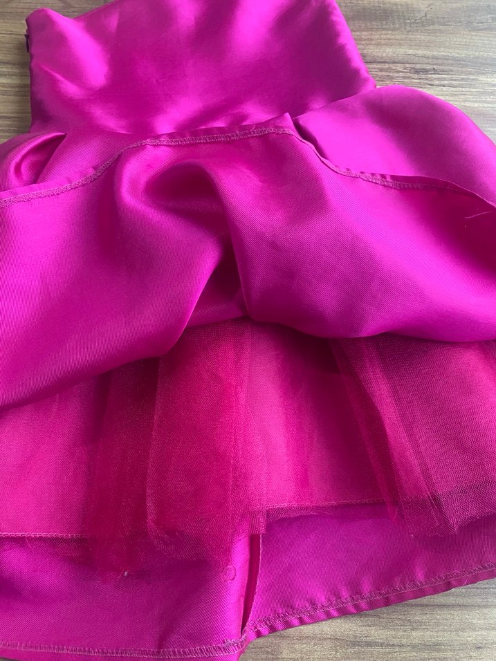 Parlak Pembe Kız Çocuk Fırfırlı Elbise - Görsel 4