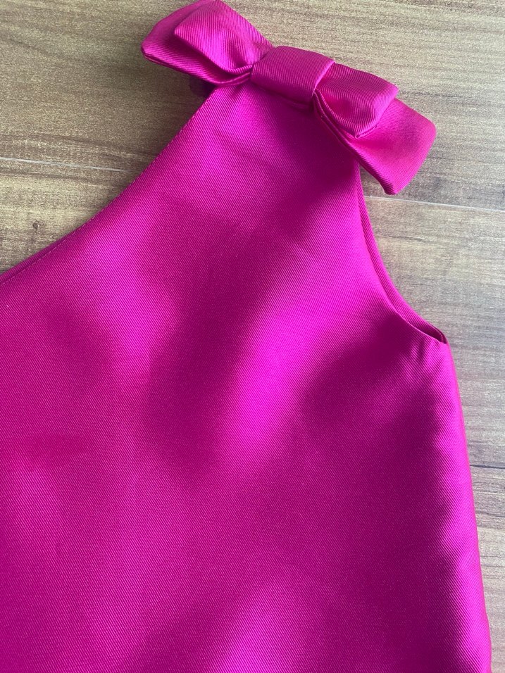 Parlak Pembe Kız Çocuk Fırfırlı Elbise - Görsel 3