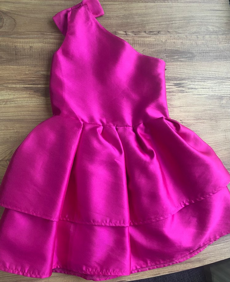 Parlak Pembe Kız Çocuk Fırfırlı Elbise - Görsel 2