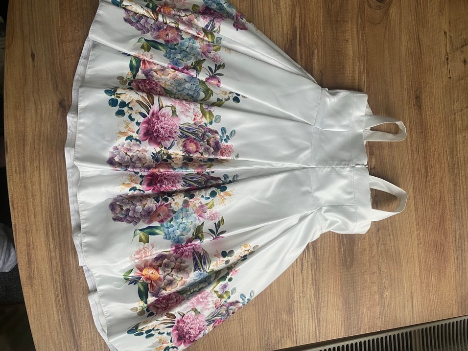 Çiçek Desenli Pileli Uzun Kız Çocuk Elbise - Görsel 2