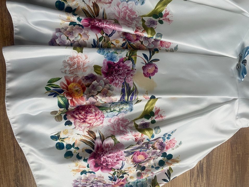 Çiçek Desenli Pileli Uzun Kız Çocuk Elbise - Görsel 5