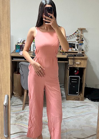 Defacto Pembe Uzun Regular Fit Askılı Kız Çocuk Tulum