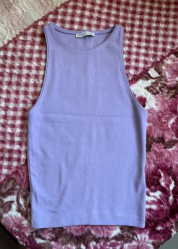 Kadın Lila Halter Yaka Kolsuz Atlet Tshirt