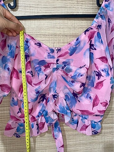 m Beden Renkli crop bluz