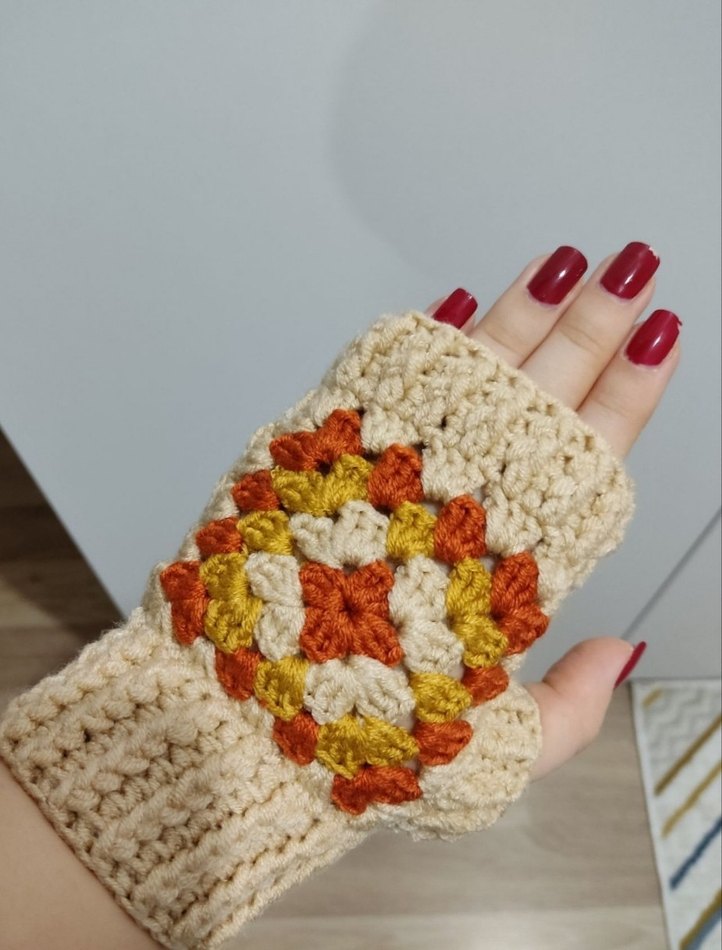 Renkli Bohem Örgü Kadın Eldiven - Görsel 2