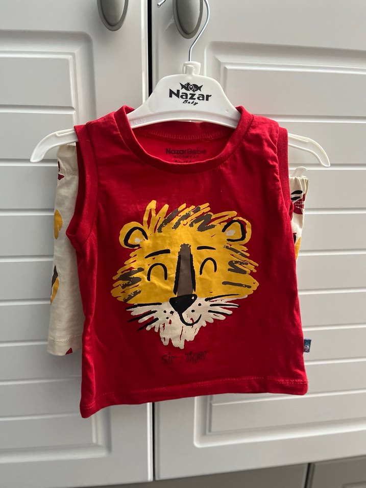 Kırmızı Baskılı Bebek Takımı 6-9 Ay - Görsel 2