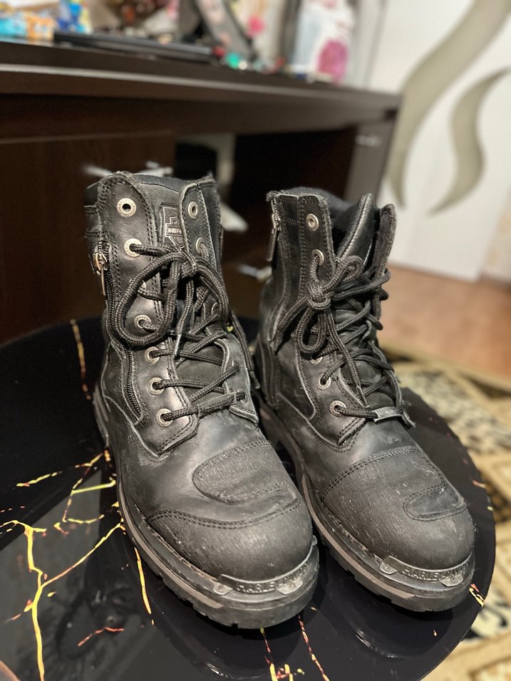 Erkek Siyah Deri Biker Botlar - Görsel 5